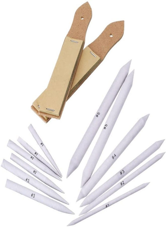 KARDIFF 12 Pieces Blending Stumps and Tortillions Set with 2 Pieces Sandpaper Pencil Sharpener for Student Sketch Drawing - Image 1